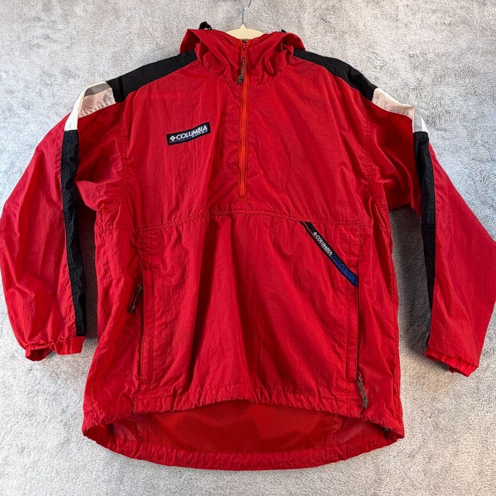 Vintage Columbia Sport Anorak Jacket Women Small Red 90s Windbreaker